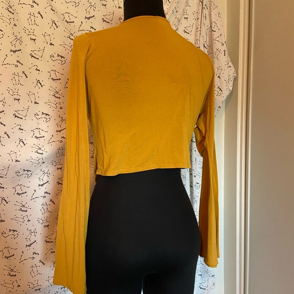 Yellow Bell Sleeve Self Tie Top - Picture 2 of 9